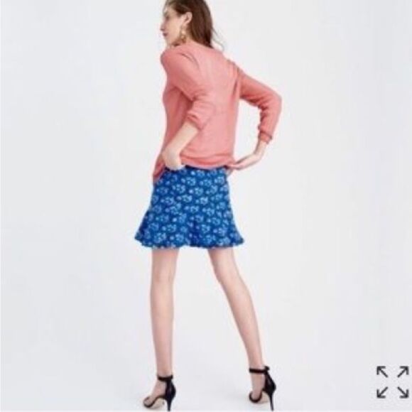 J. Crew Flounce skirt blue floral print sz 12 - Picture 3 of 8